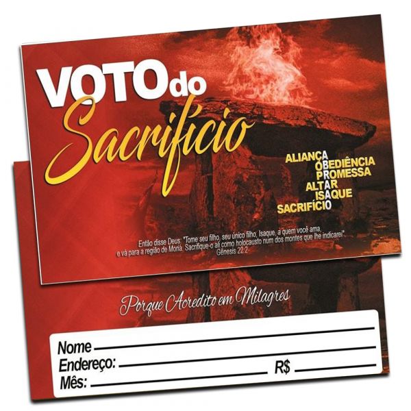 100 envelopes Voto do Sacrifício